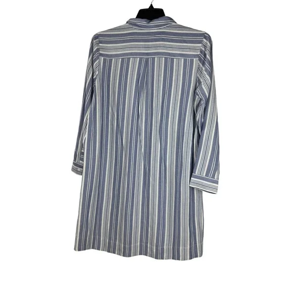J. Jill Tunic Shirt Dress Long Sleeve Blue White Striped Women's Medium Petite - Picture 8 of 11